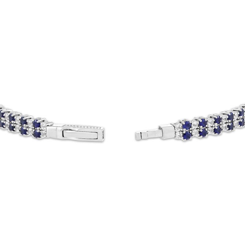 Main Image 2 of Blue & White Lab-Created Sapphire Two-Row Bracelet Sterling Silver & Titanium