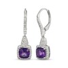 Thumbnail Image 1 of Cushion-Cut Amethyst & White Lab-Created Sapphire Dangle Earrings Sterling Silver