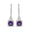 Thumbnail Image 2 of Cushion-Cut Amethyst & White Lab-Created Sapphire Dangle Earrings Sterling Silver