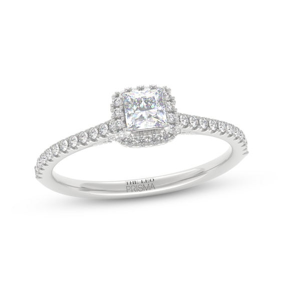 THE LEO Prisma Diamond Princess-Cut Halo Engagement Ring 1/2 ct tw 14K White Gold