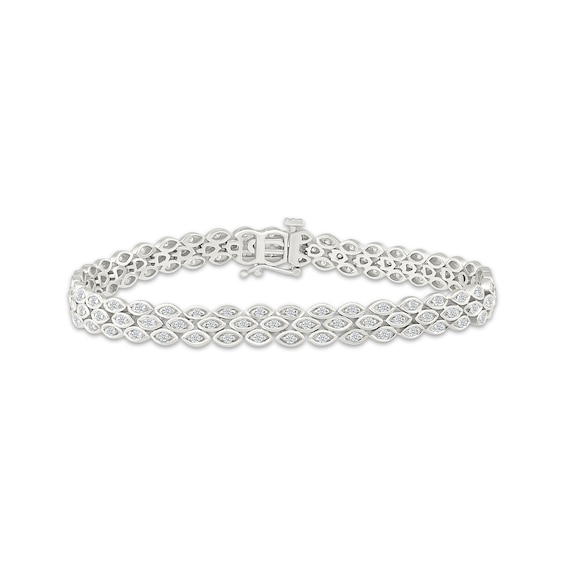 Diamond Three-Row Bracelet 1 ct tw Sterling Silver 7.25"