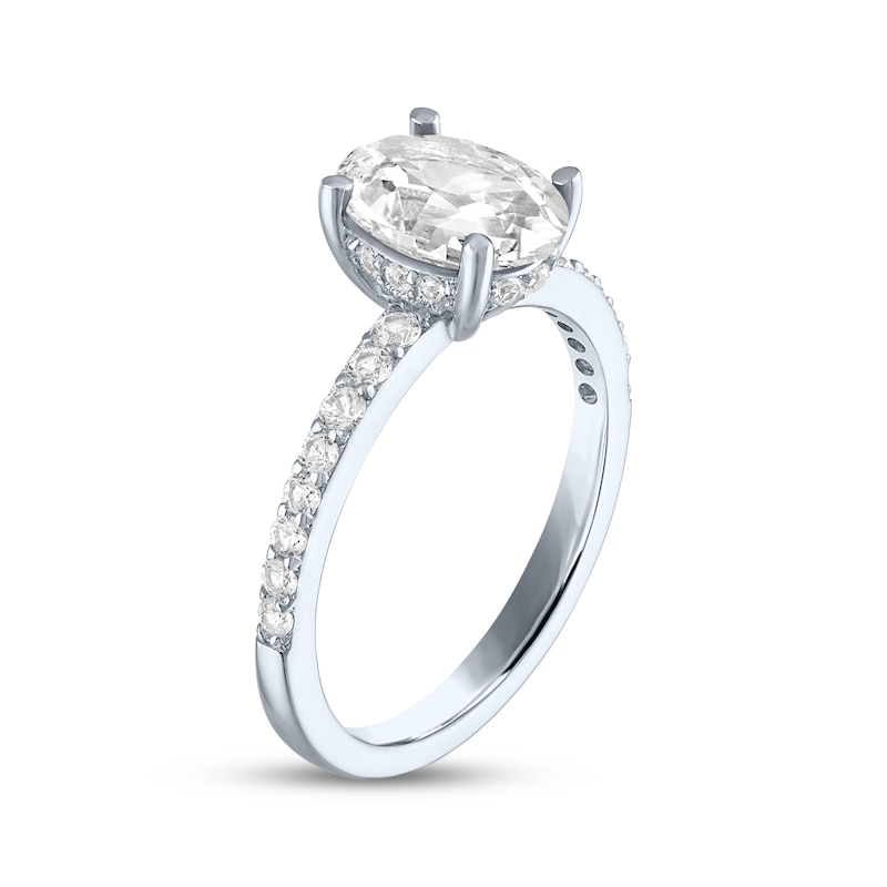 Main Image 2 of Oval-Cut White Lab-Created Sapphire Ring Sterling Silver