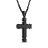 Thumbnail Image 2 of Men's Black Diamond Cross Necklace 1/4 ct tw Black Ion-Plated Stainless Steel 24"