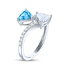Thumbnail Image 2 of Swiss Blue Topaz, Lab-Created Opal & White Lab-Created Sapphire Bypass Ring Sterling Silver