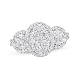 Adore Multi-Diamond Oval Halo Engagement Ring 7/8 ct tw 10K White Gold