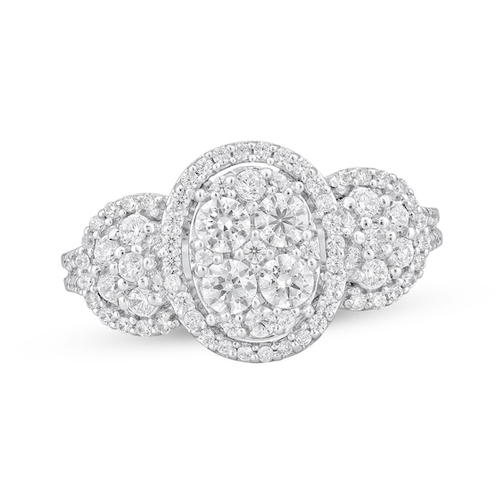 Adore Multi-Diamond Oval Halo Engagement Ring 7/8 ct tw 10K White Gold
