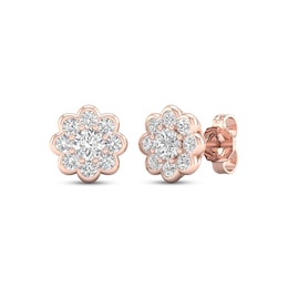 KAY Lab-Grown Diamonds Multi-Stone Flower Stud Earrings 1 ct tw 10K Rose Gold