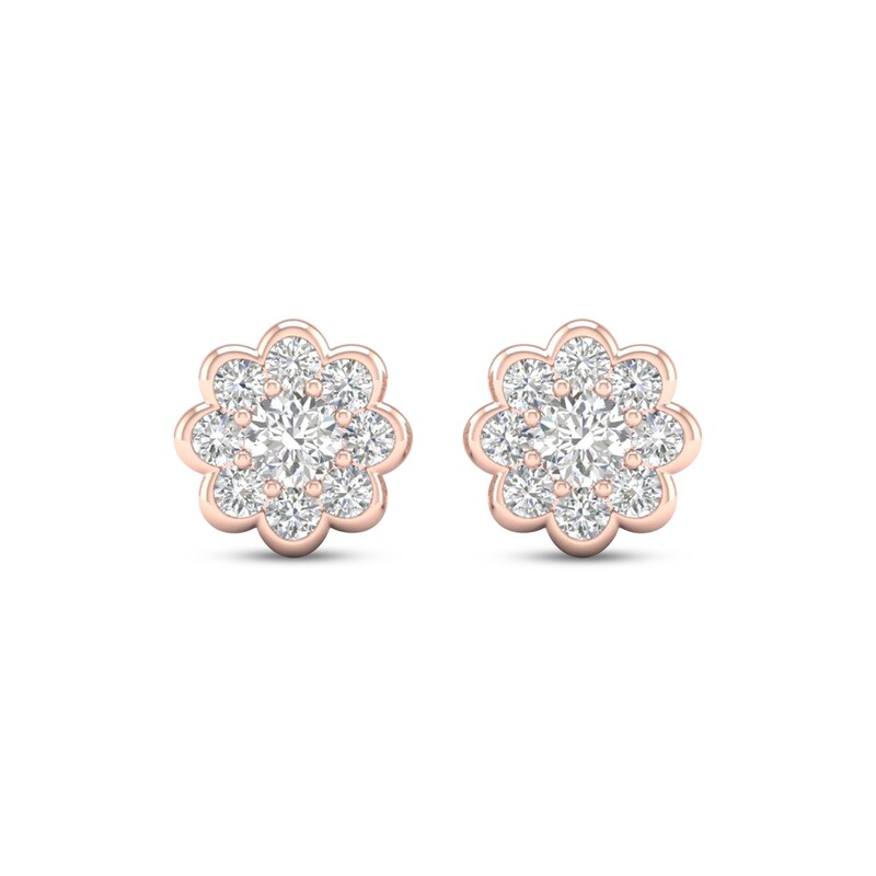 Main Image 2 of KAY Lab-Grown Diamonds Multi-Stone Flower Stud Earrings 1 ct tw 10K Rose Gold