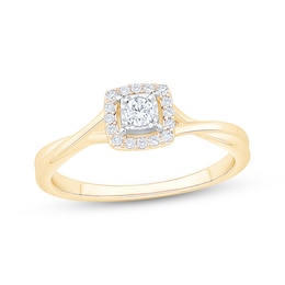 KAY Lab-Grown Diamonds Cushion Halo Promise Ring 1/6 ct tw 10K Yellow Gold