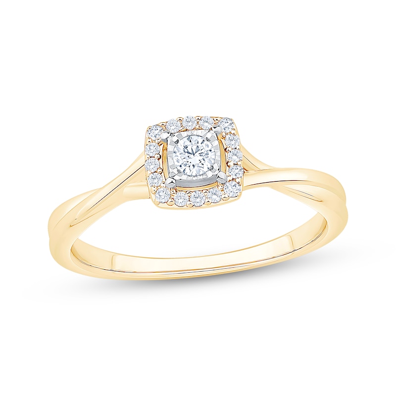 Main Image 1 of KAY Lab-Grown Diamonds Cushion Halo Promise Ring 1/6 ct tw 10K Yellow Gold