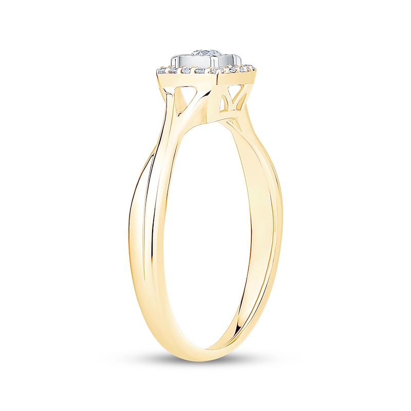 Main Image 2 of KAY Lab-Grown Diamonds Cushion Halo Promise Ring 1/6 ct tw 10K Yellow Gold