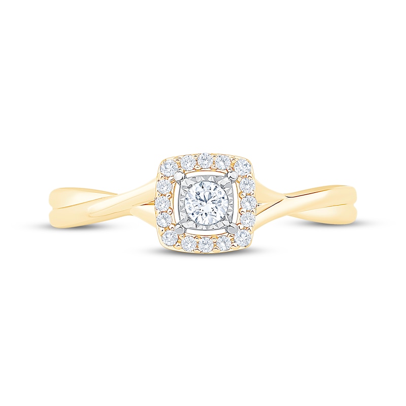 Main Image 3 of KAY Lab-Grown Diamonds Cushion Halo Promise Ring 1/6 ct tw 10K Yellow Gold