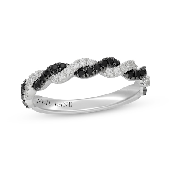 Neil Lane Black & White Diamond Twist Anniversary Ring 3/8 ct tw 14K White Gold