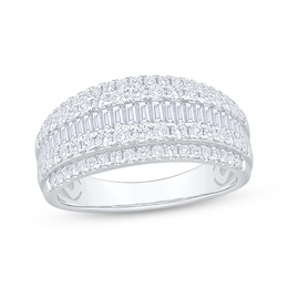 Adore Lab-Grown Diamonds Baguette & Round-Cut Multi-Row Anniversary Ring 1 ct tw 14K White Gold