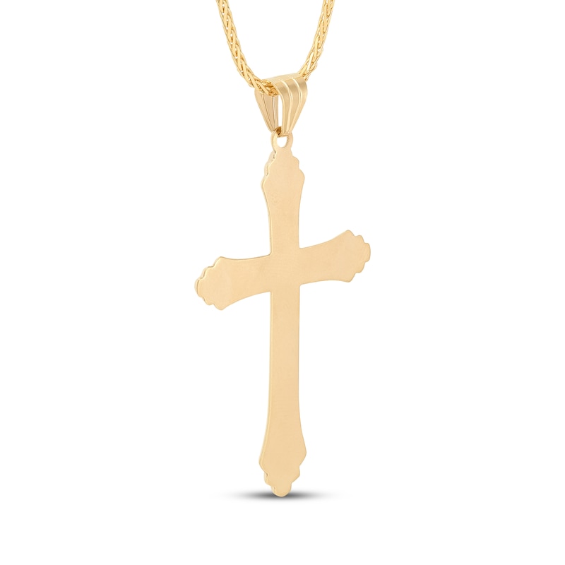 Main Image 3 of Men's Cross Necklace Semi-Solid 10K Yellow Gold 22"