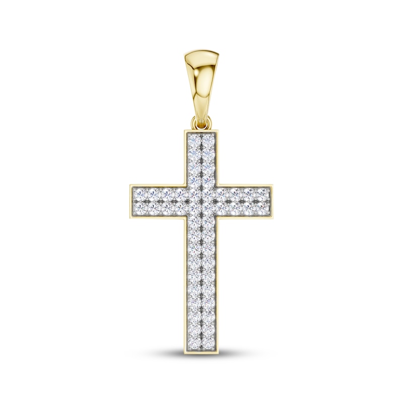 Main Image 1 of KAY Lab-Grown Diamonds Men's Two-Row Cross Charm 2 ct tw 10K Yellow Gold
