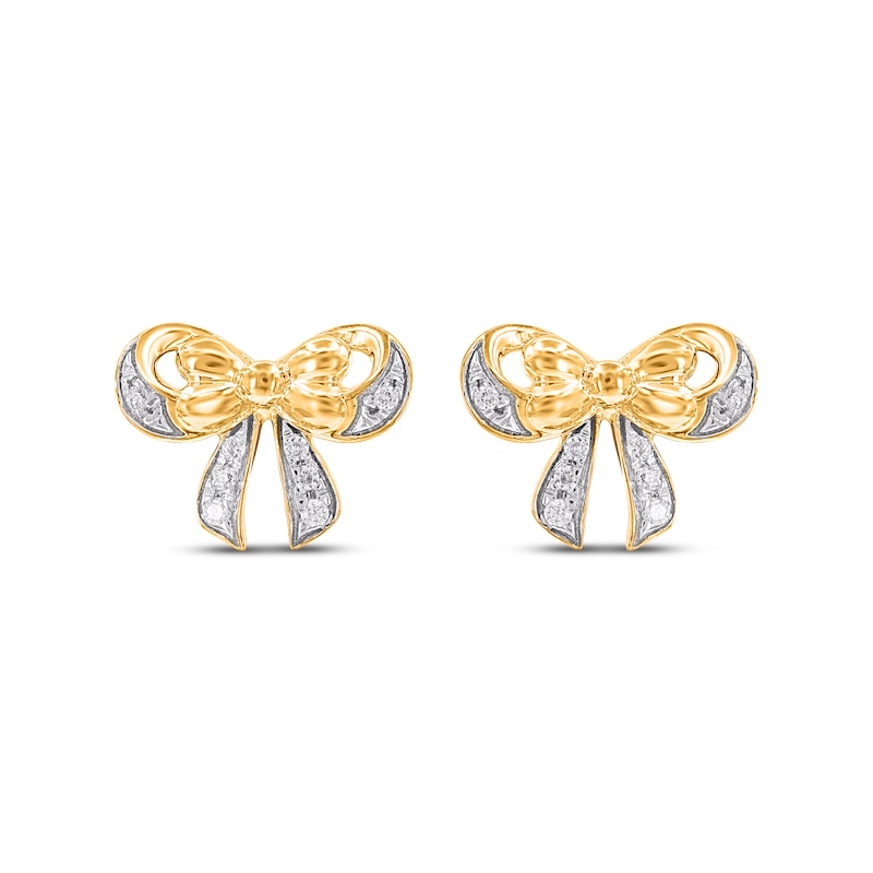 Main Image 2 of Diamond Bow Stud Earrings 1/20 ct tw 14K Yellow Gold