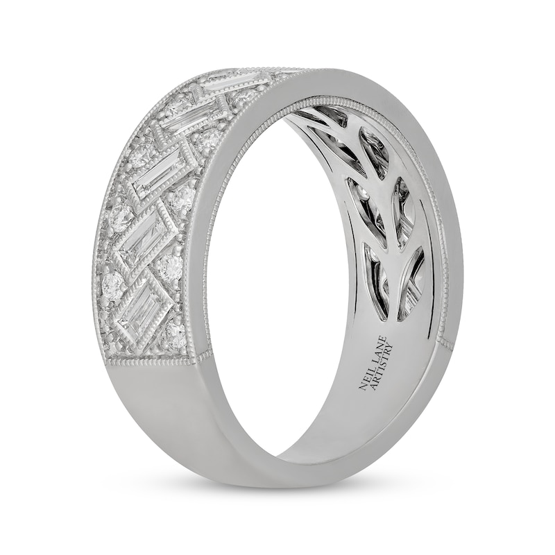 Main Image 2 of Neil Lane Artistry Men's Baguette & Round-Cut Lab-Grown Diamond Wedding Band 1-1/4 ct tw 14K White Gold
