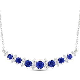 KAY Lab-Grown Diamonds & Blue Lab-Created Sapphire Smile Necklace 1/2 ct tw Sterling Silver 18"