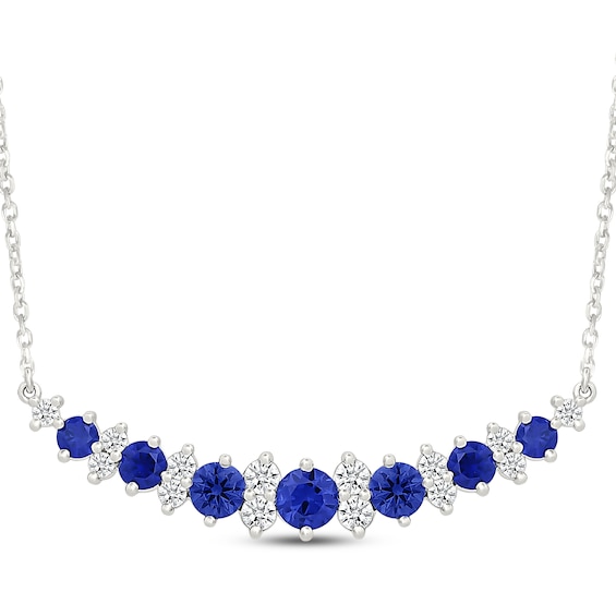 KAY Lab-Grown Diamonds & Blue Lab-Created Sapphire Smile Necklace 1/2 ct tw Sterling Silver 18"
