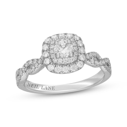 Neil Lane Round-Cut Diamond Double Halo Engagement Ring 5/8 ct tw 14K White Gold