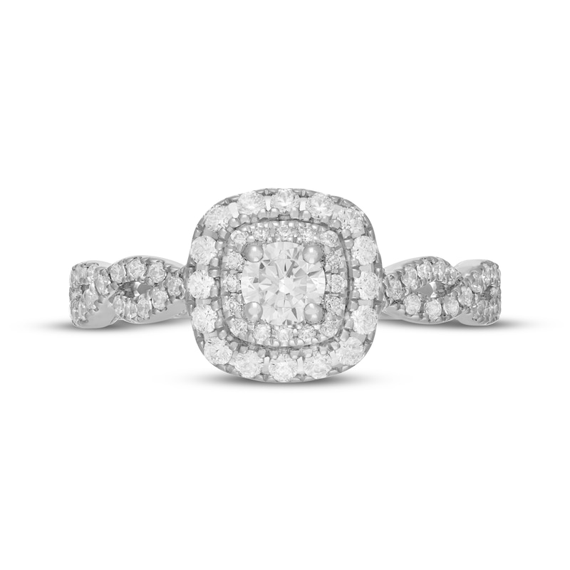 Main Image 3 of Neil Lane Round-Cut Diamond Double Halo Engagement Ring 5/8 ct tw 14K White Gold