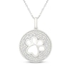 Thumbnail Image 1 of Diamond Paw Print Disc Charm Necklace 1/10 ct tw Sterling Silver