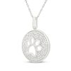 Thumbnail Image 2 of Diamond Paw Print Disc Charm Necklace 1/10 ct tw Sterling Silver