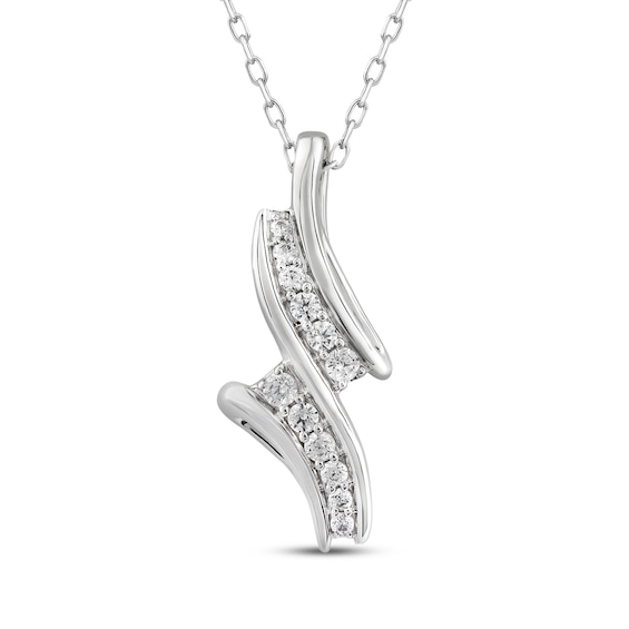 Diamond Double Curve Necklace 1/5 ct tw 10K White Gold 18"