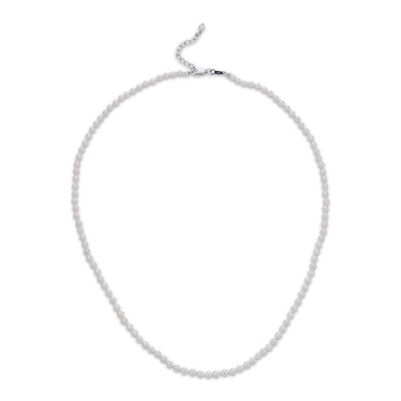 Oval Cultured Pearl Strand Necklace Sterling Silver 16"