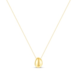 Oval-Shaped Pendant Drop Necklace 24K Yellow Gold Vermeil Sterling Silver 18"