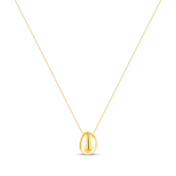 Oval-Shaped Pendant Drop Necklace 24K Yellow Gold Vermeil Sterling Silver 18"