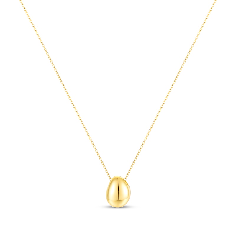 Main Image 1 of Oval-Shaped Pendant Drop Necklace 24K Yellow Gold Vermeil Sterling Silver 18"