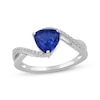 Thumbnail Image 1 of Trillion-Cut Blue Lab-Created Sapphire & White Lab-Created Sapphire Bypass Ring Sterling Silver