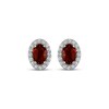 Thumbnail Image 2 of Oval-Cut Garnet & White Lab-Created Sapphire Stud Earrings Sterling Silver