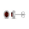 Thumbnail Image 3 of Oval-Cut Garnet & White Lab-Created Sapphire Stud Earrings Sterling Silver