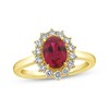 Thumbnail Image 1 of KAY Lab-Grown Diamonds Oval-Cut Lab-Created Ruby Starburst Frame Ring 1/2 ct tw 14K Yellow Gold