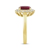 Thumbnail Image 2 of KAY Lab-Grown Diamonds Oval-Cut Lab-Created Ruby Starburst Frame Ring 1/2 ct tw 14K Yellow Gold