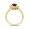 Thumbnail Image 3 of KAY Lab-Grown Diamonds Oval-Cut Lab-Created Ruby Starburst Frame Ring 1/2 ct tw 14K Yellow Gold