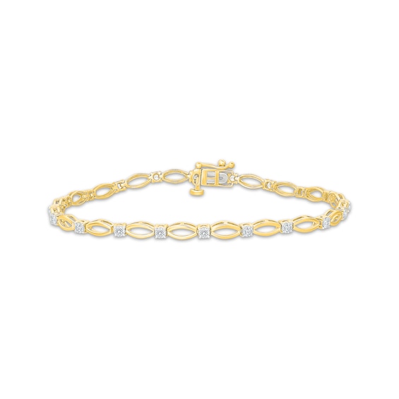 KAY Lab-Grown Diamonds Marquise Link Bracelet 1 ct tw 10K Yellow Gold 7"
