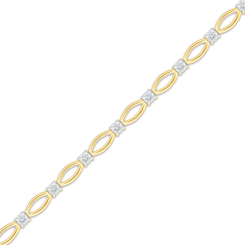 Main Image 2 of KAY Lab-Grown Diamonds Marquise Link Bracelet 1 ct tw 10K Yellow Gold 7"