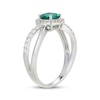 Thumbnail Image 2 of Lab-Created Emerald & White Lab-Created Sapphire Halo Split Shank Ring Sterling Silver
