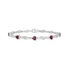 Thumbnail Image 1 of Heart-Shaped Lab-Created Ruby & White Lab-Created Sapphire Bracelet Sterling Silver 7.25"