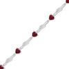 Thumbnail Image 2 of Heart-Shaped Lab-Created Ruby & White Lab-Created Sapphire Bracelet Sterling Silver 7.25"