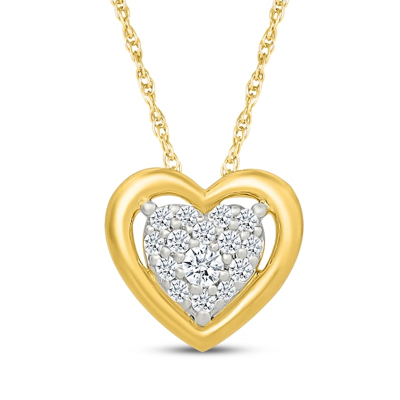 KAY Lab-Grown Diamonds Framed Heart Necklace 1/6 ct tw 24K Yellow Gold Vermeil Sterling Silver 18"