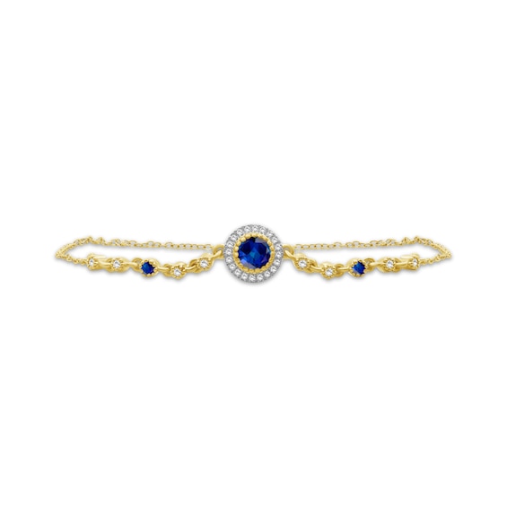 Blue & White Lab-Created Sapphire Bracelet 24K Yellow Gold Vermeil Sterling Silver