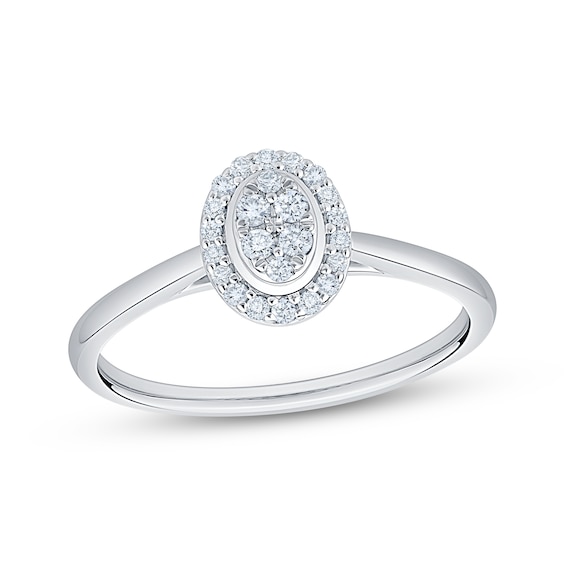 Multi-Diamond Halo Promise Ring 1/6 ct tw Sterling Silver