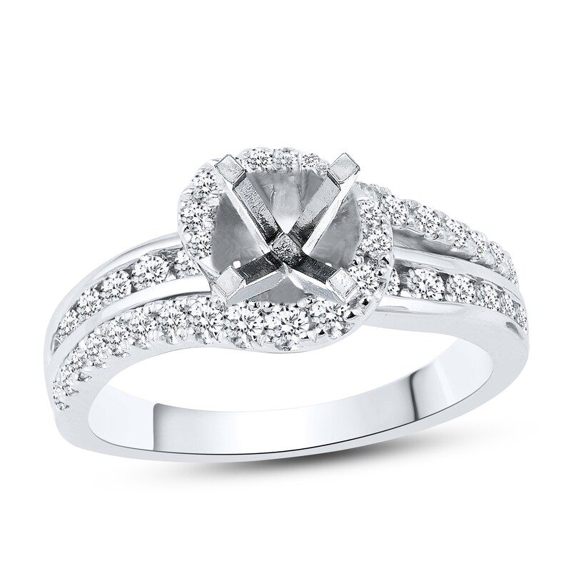 Diamond Engagment Ring Setting 3/4 ct tw Round-cut 14K White Gold