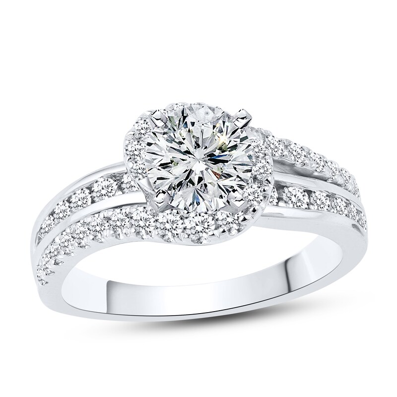 Diamond Engagment Ring Setting 3/4 ct tw Round-cut 14K White Gold