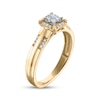 Thumbnail Image 2 of Adore Princess-Cut Quad Diamond Halo Engagement Ring Ring 1/5 ct tw 10K Yellow Gold